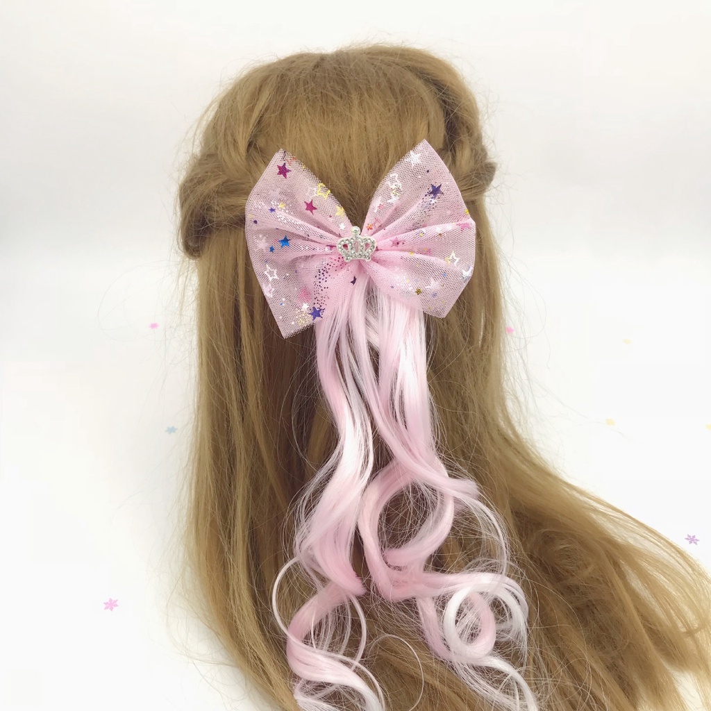 Tóc giả kẹp kiểu vương miện công chúa cho bé gái