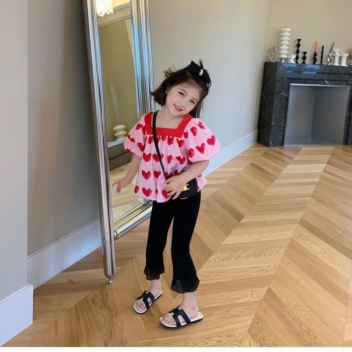 Áo Thun Cotton Cổ Tròn Tay Ngắn Phồng Thoải Mái Thời Trang Mùa Hè Kiểu Pháp Cho Bé Gái