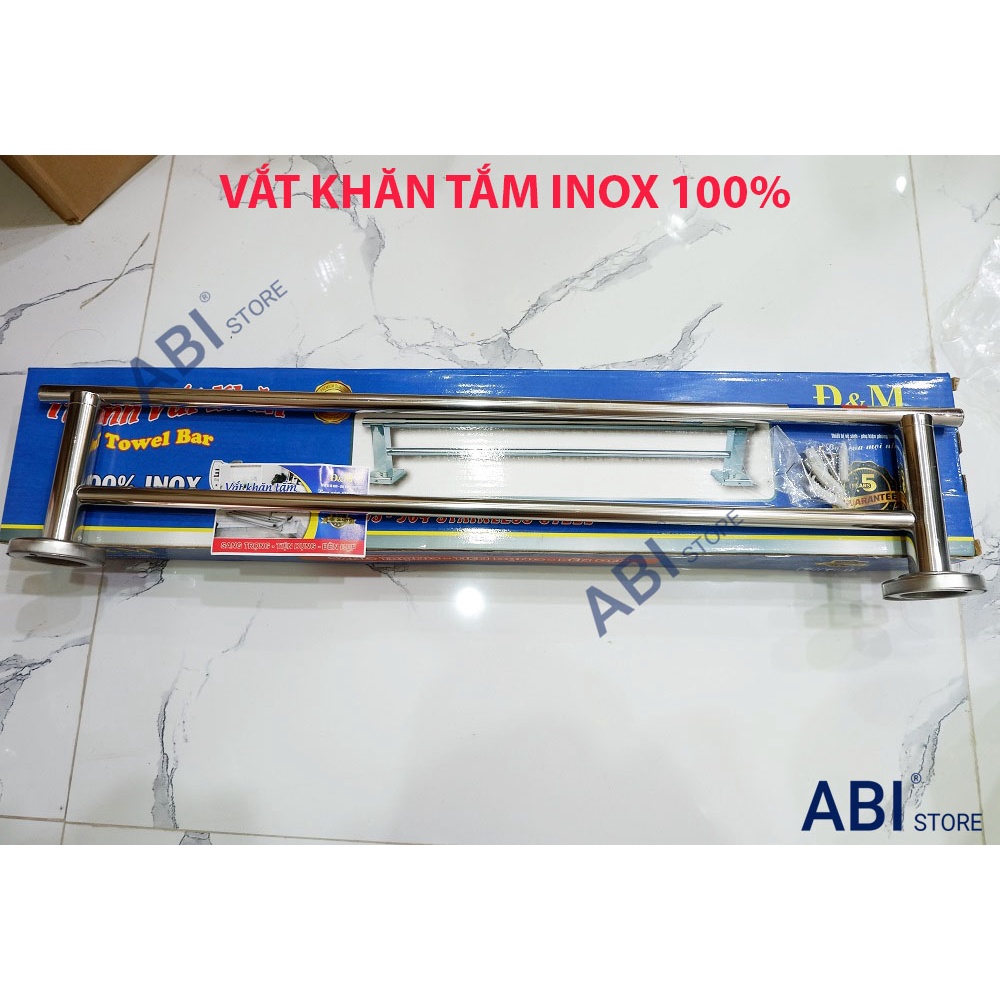 Thanh treo khăn Đ&amp;M(mã: VK19) inox 100% cao cấp, thanh vắt khăn nhà tắm, móc treo khăn, quần áo