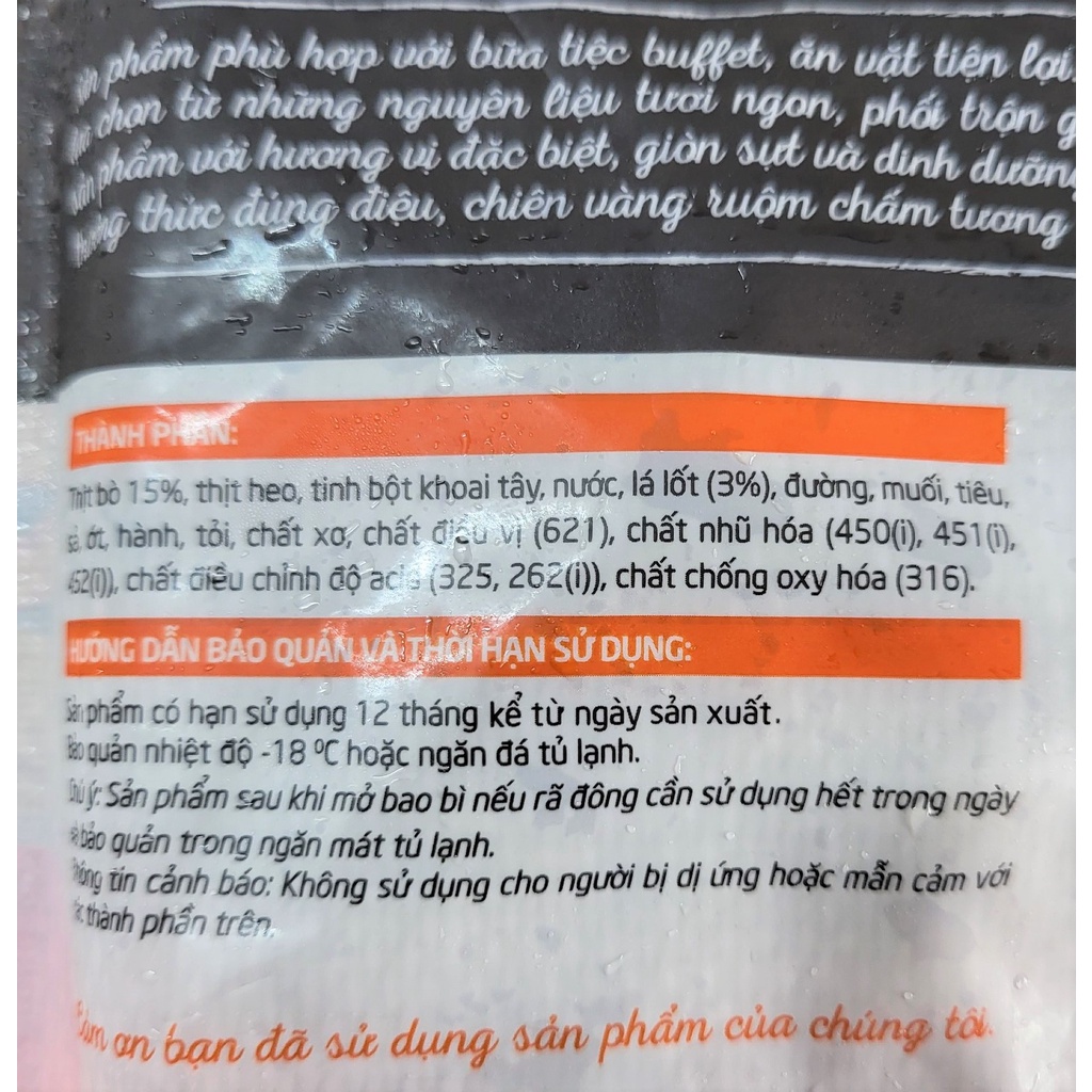 [Gói 500g] BÒ CUỘN LÁ LỐT [VN] LACUSINA (nw5)