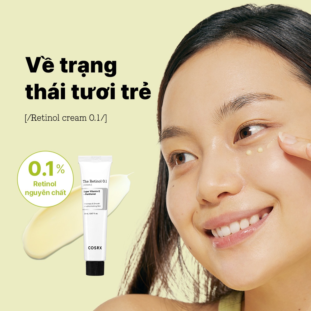 Kem dưỡng COSRX The Retinol 0.1% làm mờ nếp nhăn cho người mới dùng 20ml