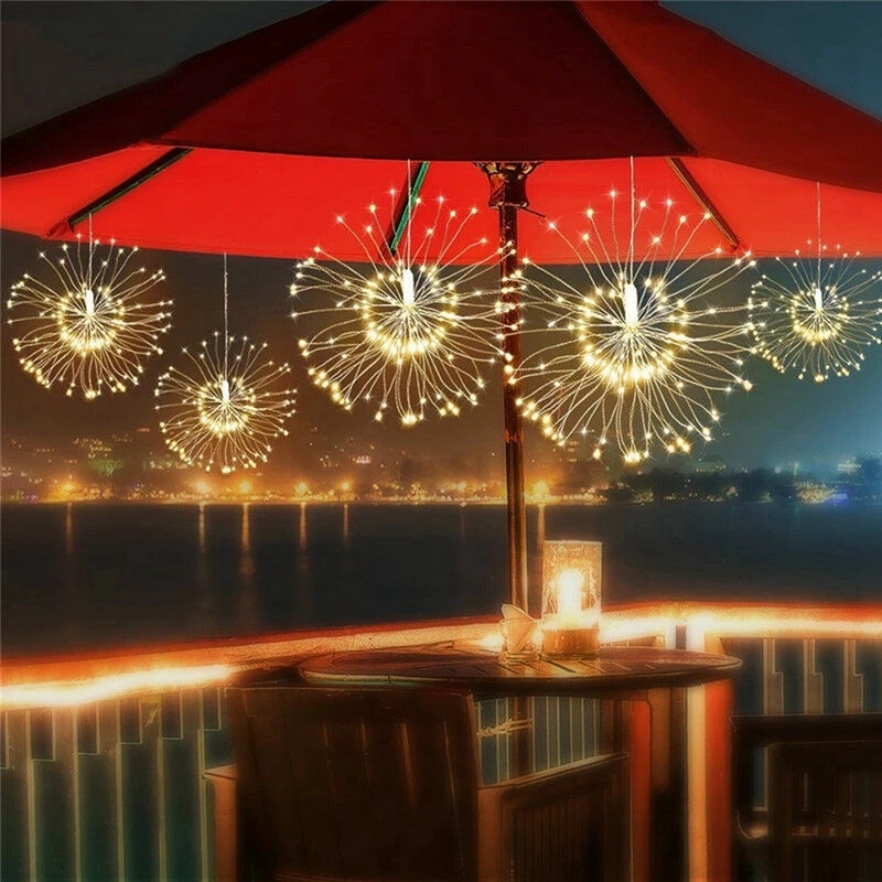 Dây Đèn LED 27CM Hình Pháo Hoa/ Pháo Hoa Không Thấm Nước Pin Cho Trang Trí Tiệc