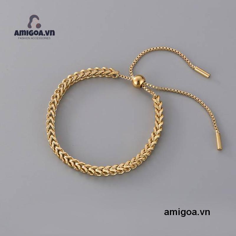 1 Vòng Tay Dây Bện Bằng Thép Titan Mạ Vàng Thời Trang Cho Nữ