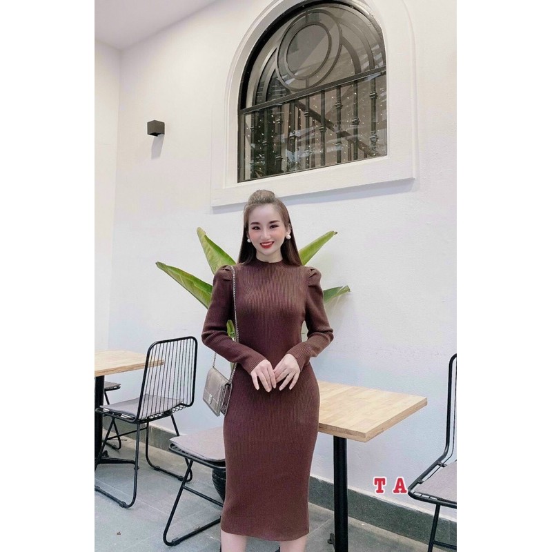 Váy len tăm body tay bồng