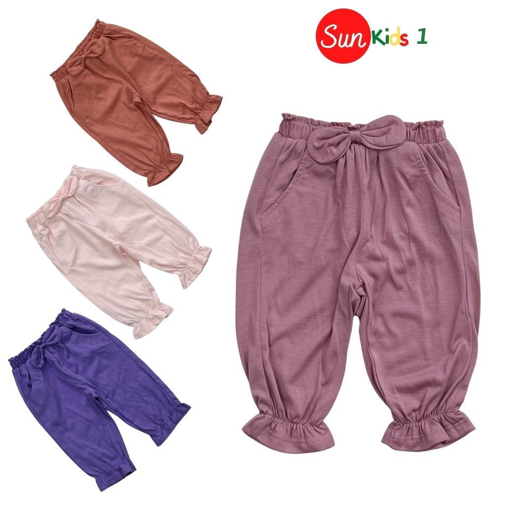 Quần dài cho bé, quần dài bé gái chất thun cotton mềm mát, nhiều màu, size 1-7 - SUNKIDS1