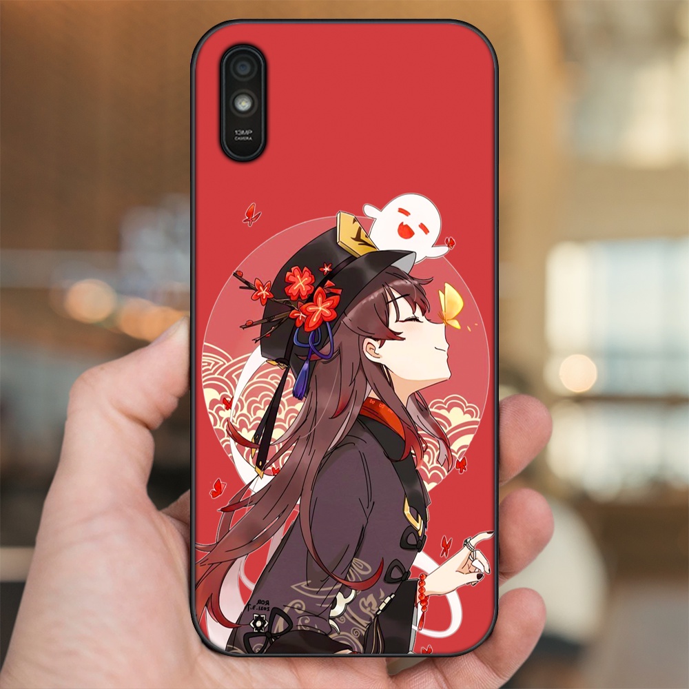 Ốp lưng Xiaomi Redmi 9A viền đen in hình Hutao Genshin Impact