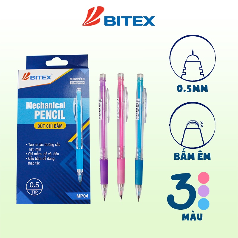 Bút chì bấm Bitex MP04 ngòi 0.5mm 1 cây màu ngẫu nhiên