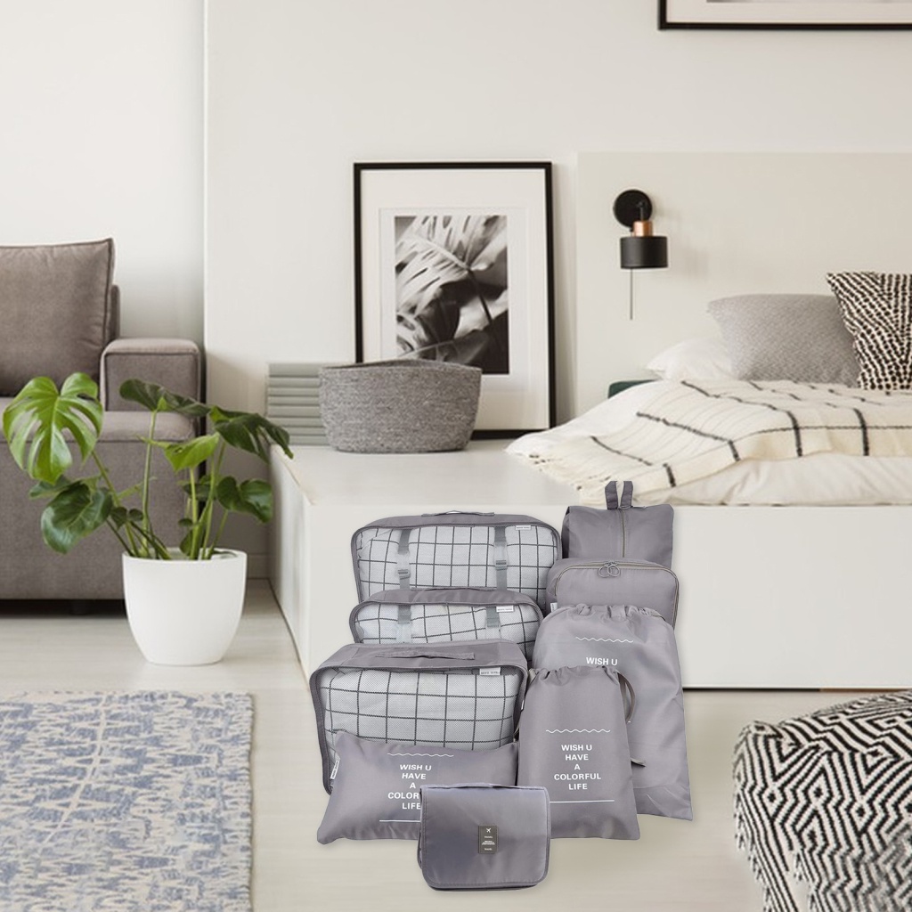 Set 9 Túi Đựng Đồ Dùng Chống Thấm Nước Sức Chứa Lớn Tiện Dụng Mang Theo Du Lịch