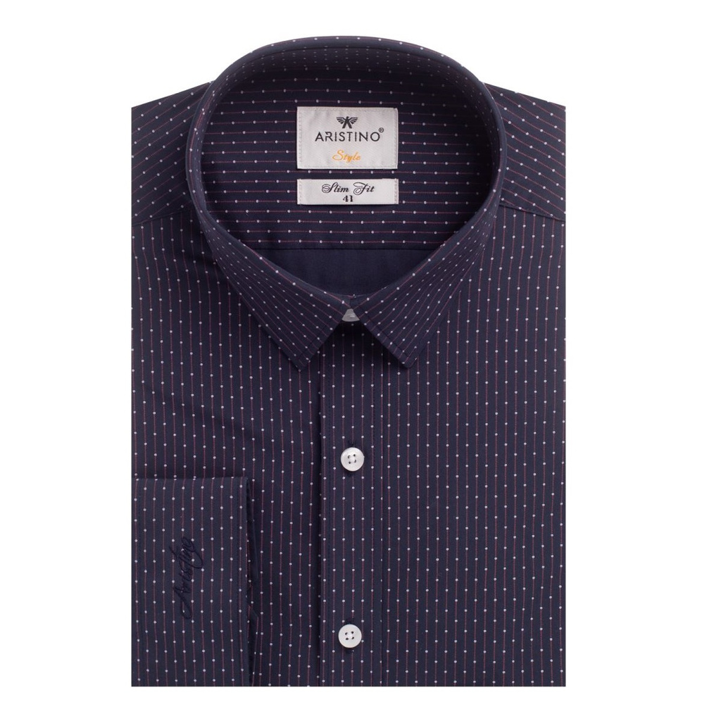 Áo Sơ Mi Nam Dài Tay ARISTINO ALS17309 Somi Công Sở Cao Cấp Màu Tím Than In Kẻ Sọc Đỏ Vải Sợi Sồi Dáng Ôm Không Túi | BigBuy360 - bigbuy360.vn