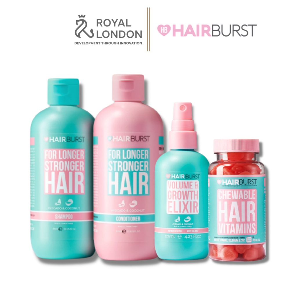 Combo Chăm sóc toàn diện HAIRBURST Dầu gội xả 350ml/chai + Xịt tóc125ml + Kẹo dẻo 60Viên