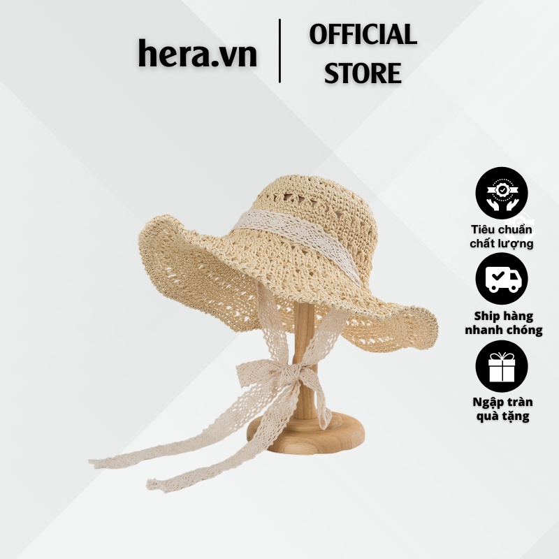 Mũ cói nàng thơ - siêu phẩm nón cói đi biển mã HERA013