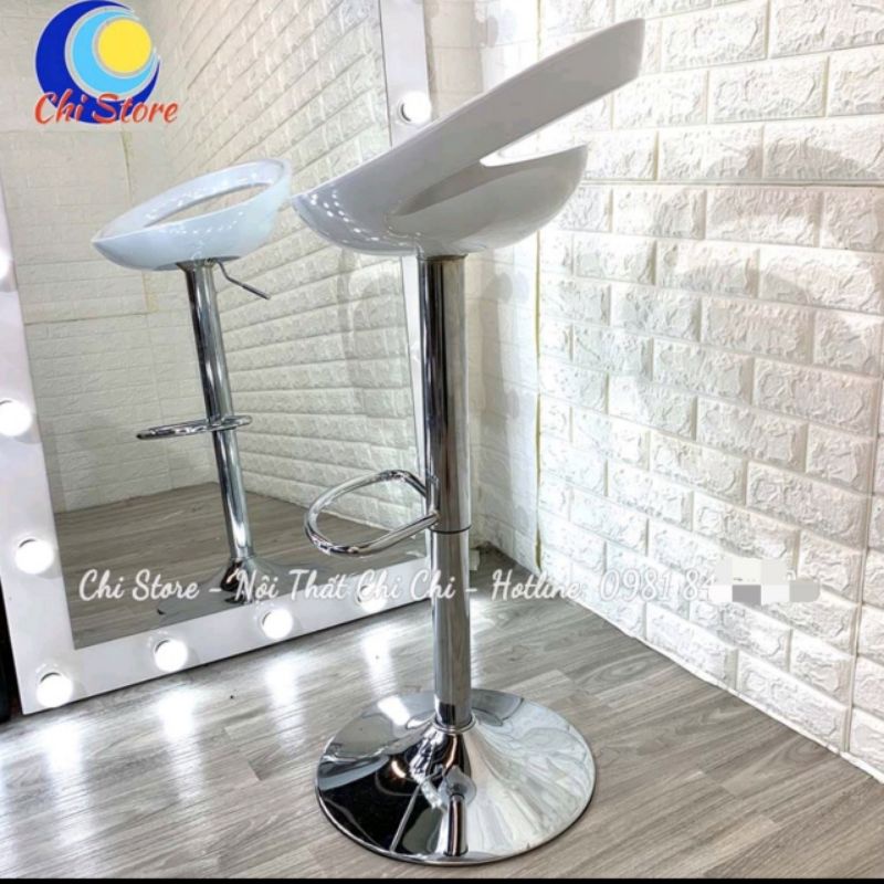 Ghế quầy bar nhựa hở lưng. Ghế trang điểm _ ghế quầy thu ngân. Hàng đẹp nhập khẩu loại 1