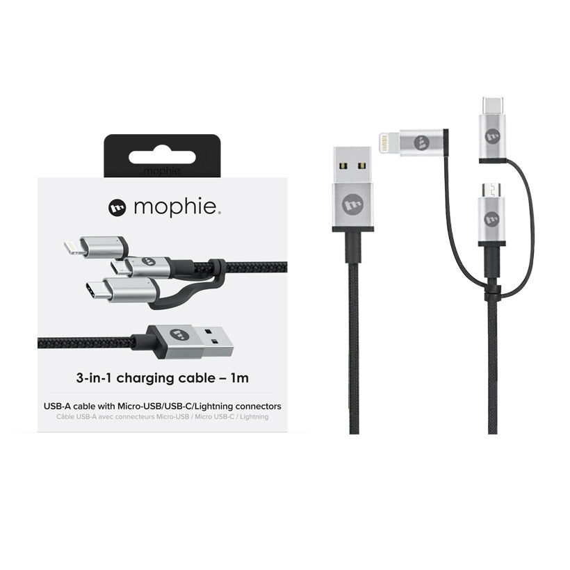 Cáp 3in1 Lightning/USB-C/Micro Mophie Tri-Trip 1M
