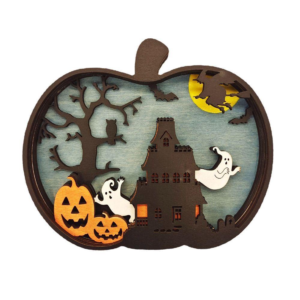 Đèn Hình Bí Ngô Bằng Gỗ Dùng Trang Trí Halloween