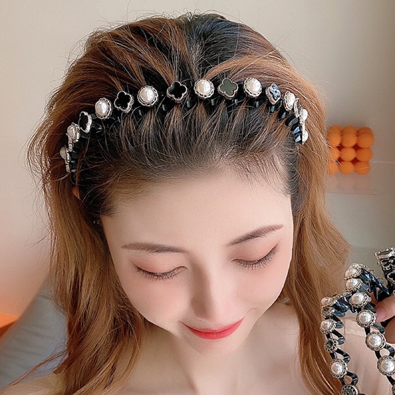 Băng đô,bờm cài tóc chia mái phong cách Hàn Quốc:mẫu đính ngọc,đá...