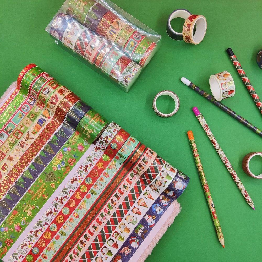 Bộ 16 Cuộn Băng Keo Washi In Họa Tiết Giáng Sinh Mới Trang Trí Sổ Tay DIY