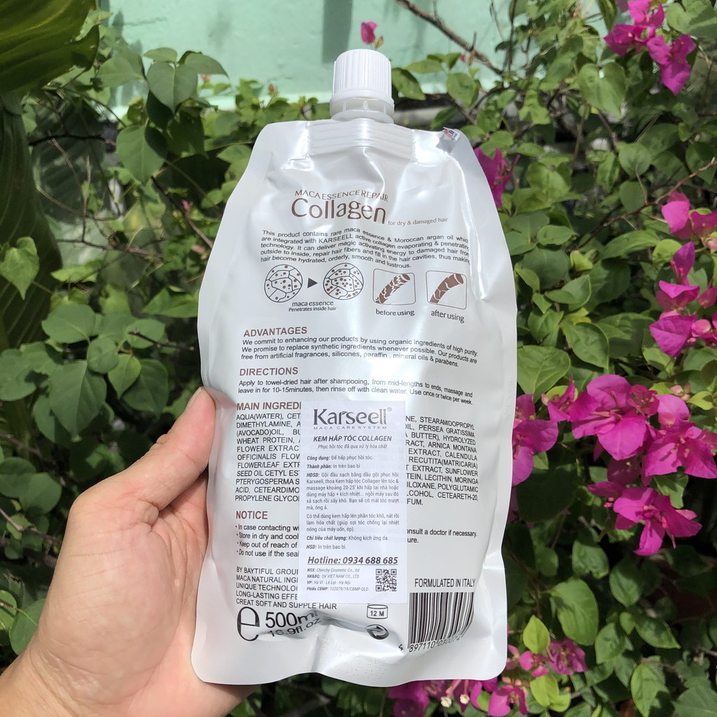 Hấp dầu Collagen phục hồi tóc hư tổn Karseell 500ml