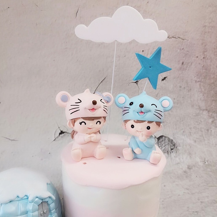 [SIÊU RẺ❤️] – Em Bé Chuột (1 Cặp) - Trang trí bánh sinh nhật bánh kem