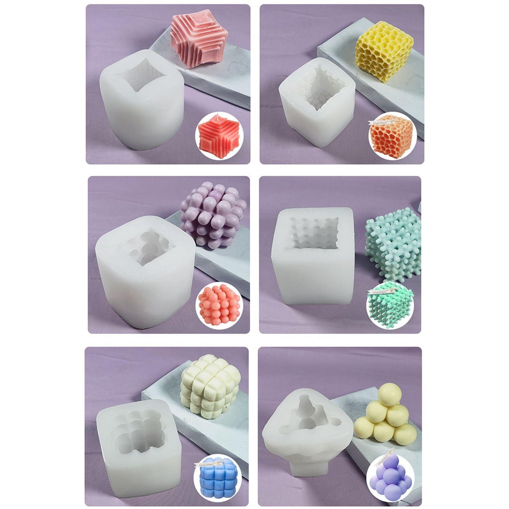 Khuôn Silicone Làm Nến DIY Không Dính Kiểu Dáng Hình Học Sáng Tạo