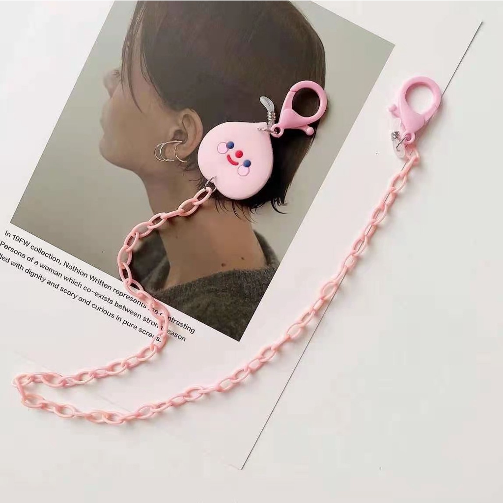 Dây Đeo Mặt Nạ acrylic Hình Quả Đào Hoạt Hình Màu Hồng