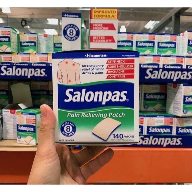 [HỘP 140 MIẾNG] MIẾNG DÁN SALONPAS MỸ 7 GÓI x 20 MIẾNG (HÀNG COSTCO USA)