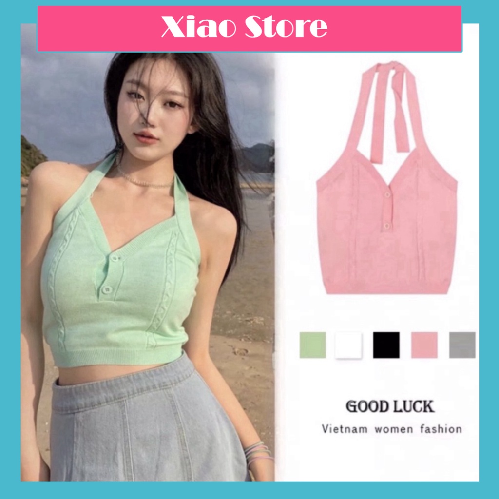 Áo ba lỗ cổ yếm viền màu trơn không tay Xiaostore - chất cực đẹp- sang chảnh