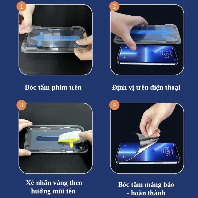 Kính cường lực tự dán IP khung dán tự động siêu dễ dán, viền mỏng, chống bám bụi khi dán, cảm ứng mượt mà