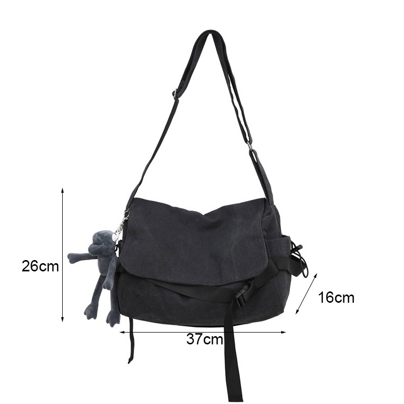 Túi đeo chéo vải canvas phong cách Ulzzang 2 đai khóa bấm