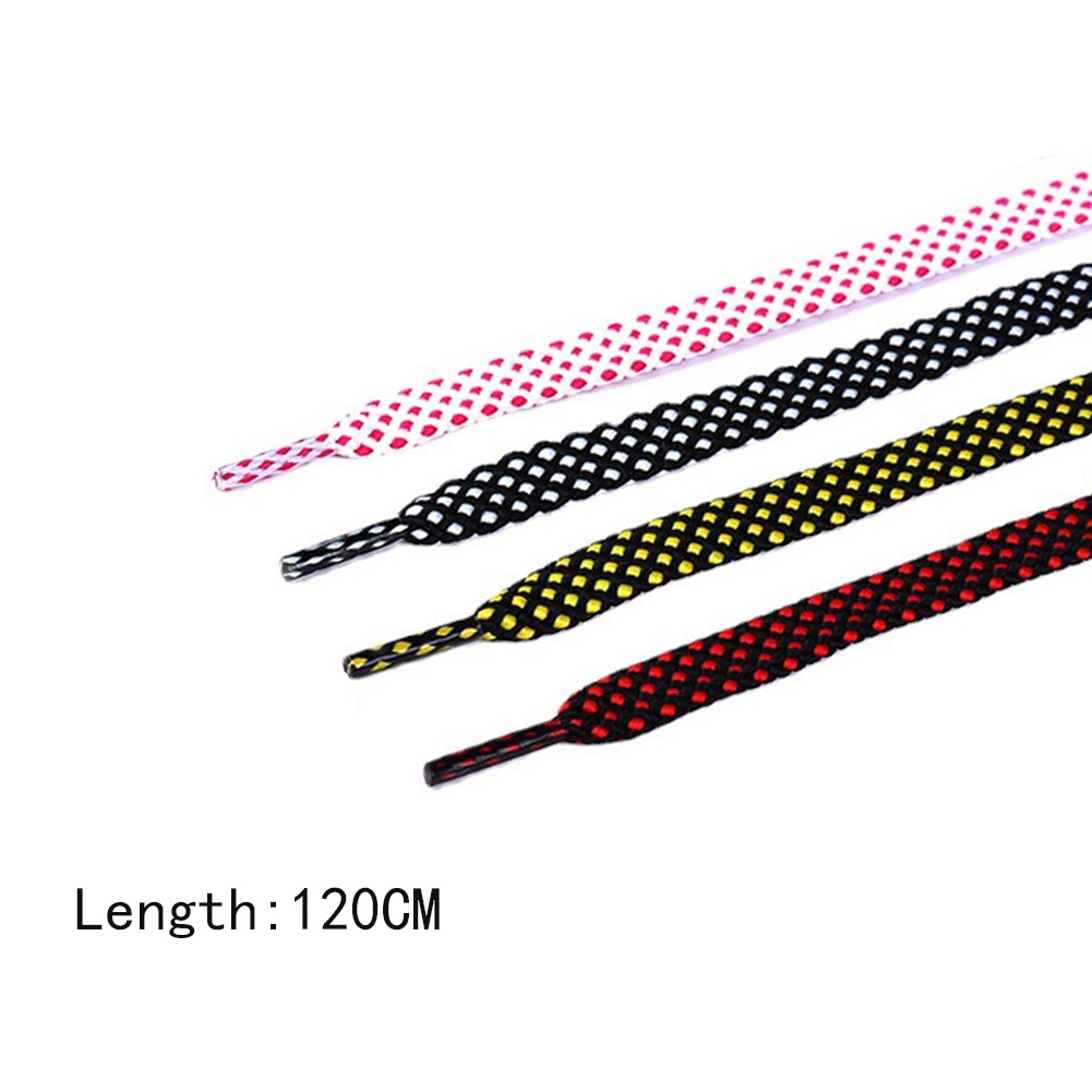 1 Cặp Dây Giày Họa Tiết Caro Chất Liệu Polyester Thời Trang Kích Thước 120Cm