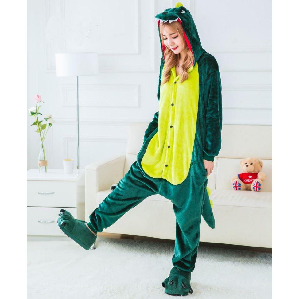 [RẺ VÔ ĐỊCH] Bộ Đồ Ngủ Thú Khủng Long Xanh Pijama Cá Sấu Cosplay | BigBuy360