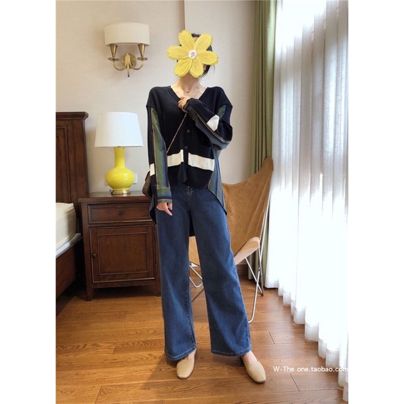 Quần Jeans Nữ Ống Suông, Quần Ống Rộng Co Giãn