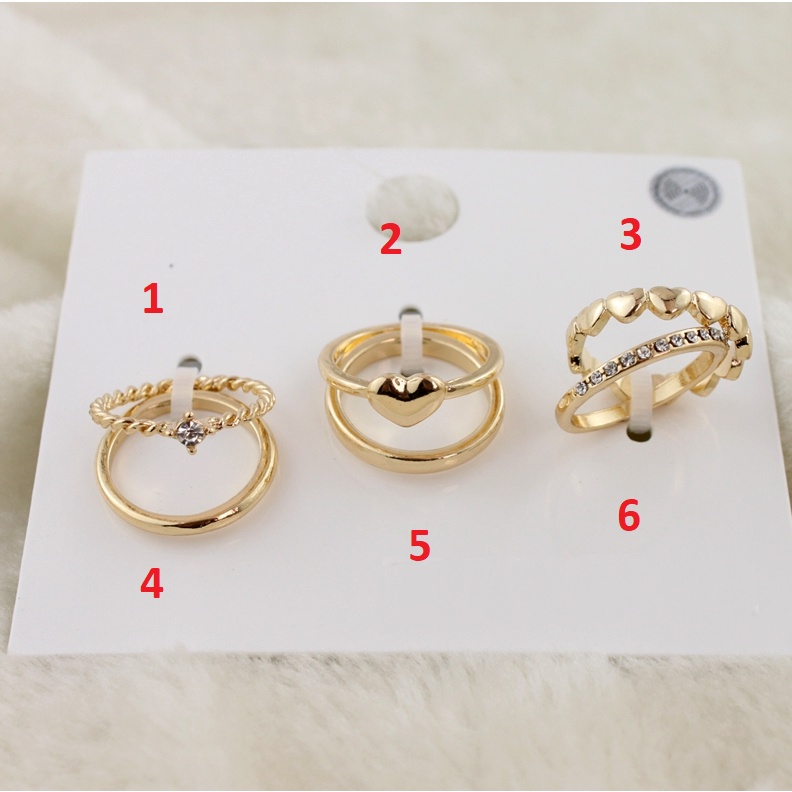 RẺ VÔ ĐỊCH  NHẪN BỘ TIM 6 CHIẾC ĐA DẠNG PHONG CÁCH CHO NỮ