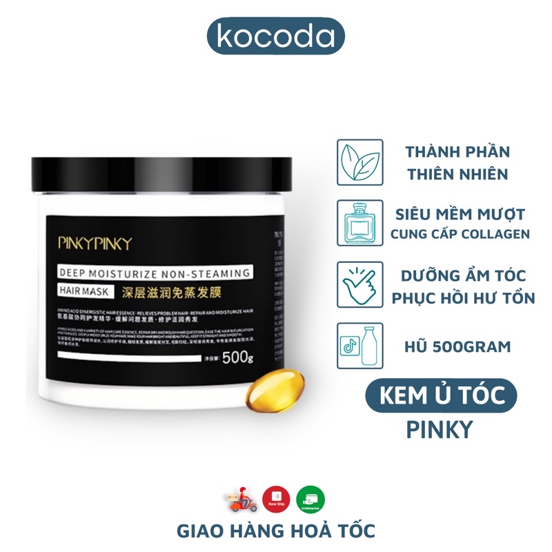 Kem ủ tóc Pinky siêu mềm mượt giúp phục hồi tóc hư tổn xơ rối gãy rụng giúp tóc 500g - KOCODA