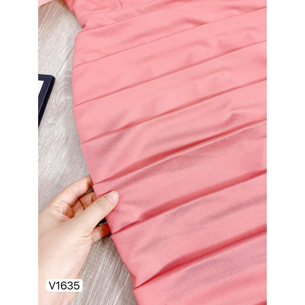 Đầm thiết kế hồng bánh bèo ngực và tay SANG CHẢNH V1635_Hela Shop (kèm ảnh thật)