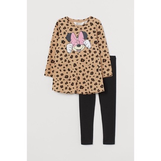 Bg688- set váy micky báo nâu kèm quần legging