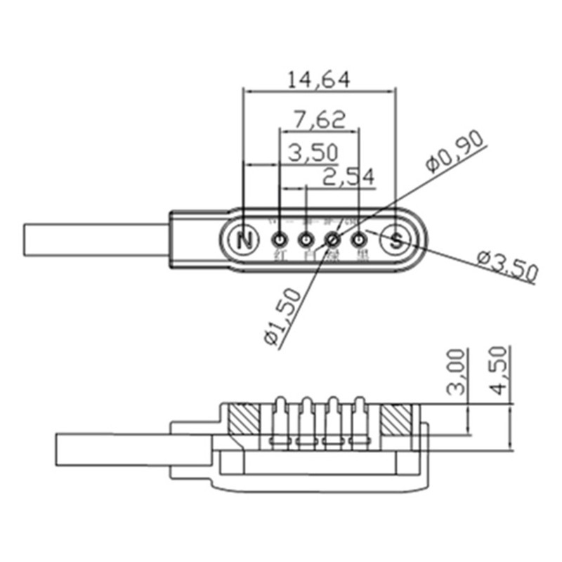 Dây Cáp Sạc Đồng Hồ Thông Minh 4 Pin Nam Châm Cho Kw88 Kw18 Gt88 G3