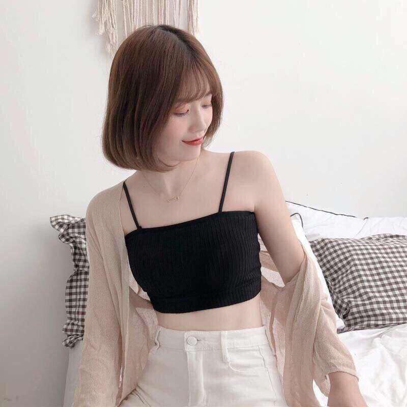 Áo lót bra nữ 2 dây cotton len tăm sexy kiểu hàn quốc AOLOT03