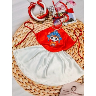 Set áo yếm chân váy tặng kèm mấn cho bé