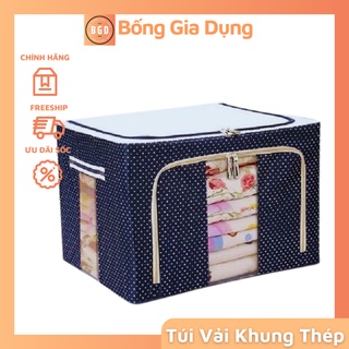 Túi Vải Khung Thép Đựng Quần Áo Túi Xếp Đựng Chăn Màn Thuận Tiện Kích Thước 50x40x35 Cm