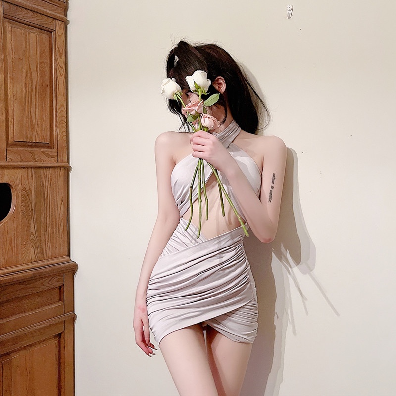 Ảnh Thật ~ Đầm Ôm Dáng Màu Trơn Khoét Rỗng Gợi Cảm Cho Nữ