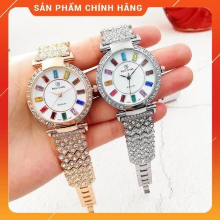 Đồng hồ nữ hot Trend dây kim loại RYO đính đá siêu đẹp