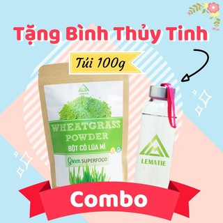 Bột cỏ lúa mì sấy lạnh nguyên chất Lematie + tặng bình thủy tinh, detox, giảm cân, eat clean, chứng nhận ATVSTP