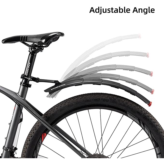 [Fulfilled by Shopee]Set dè chắn bùn ROCKBROS phía trước và phía sau có đèn đuôi LED gấp gọn lại được kích thước 17-28mm cho xe đạp