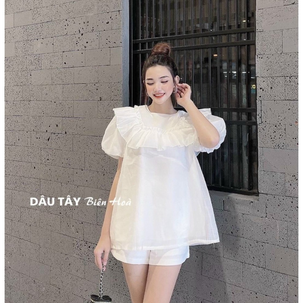 áo babydoll tay bèo ly dọc cổ dựng ,áo bbd ulzzang mẫu mới hót 2021 Yannan.vn