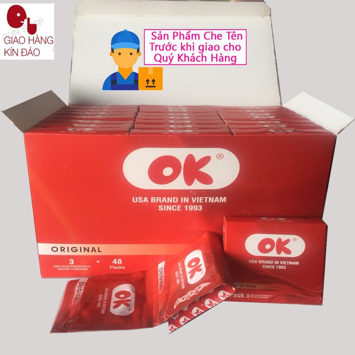 Bao cao su ok hộp 144 cái original không mùi cam kết chính hãng [ OK]