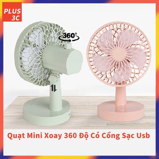 Quạt xoay 360 độ kích cỡ mini có cổng sạc USB