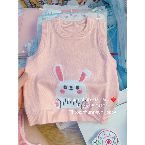 {Nhùn nhùn} Áo gile len chui  đầu Dokma DA982 cho bé từ 3-6m đến 18- 24 tháng