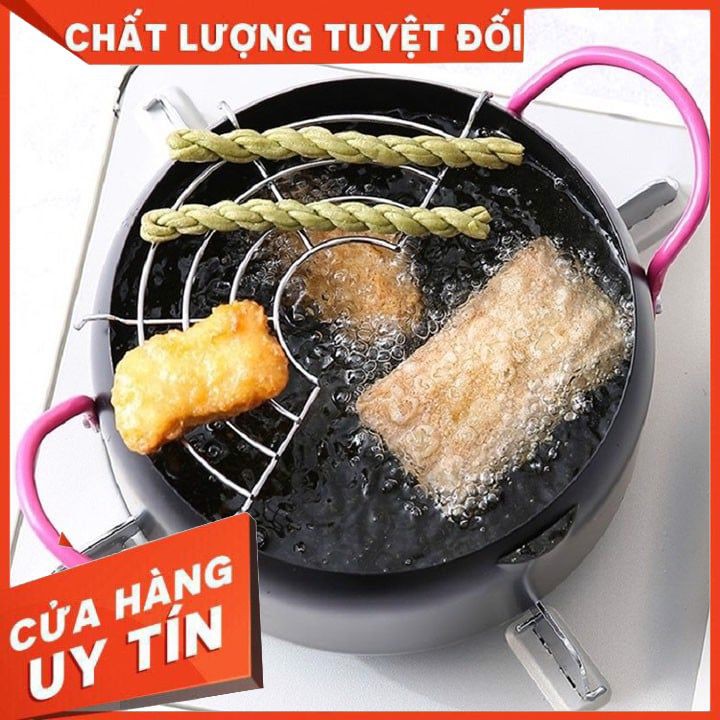 Nồi chiên lọc dầu xuất nhật dùng bếp ga, bếp từ, bếp hồng ngoại - Kèm khay hứng [LOẠI DÀY ĐẸP]