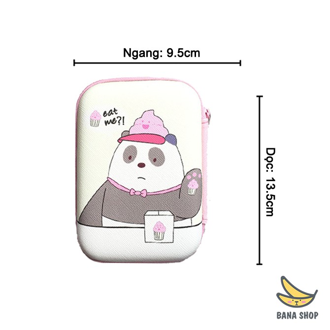 Bóp hộp túi đựng tai nghe dây sạc phụ kiện nhỏ gọn hình anh em gấu Bare Bear Chúng tôi đơn giản là gấu