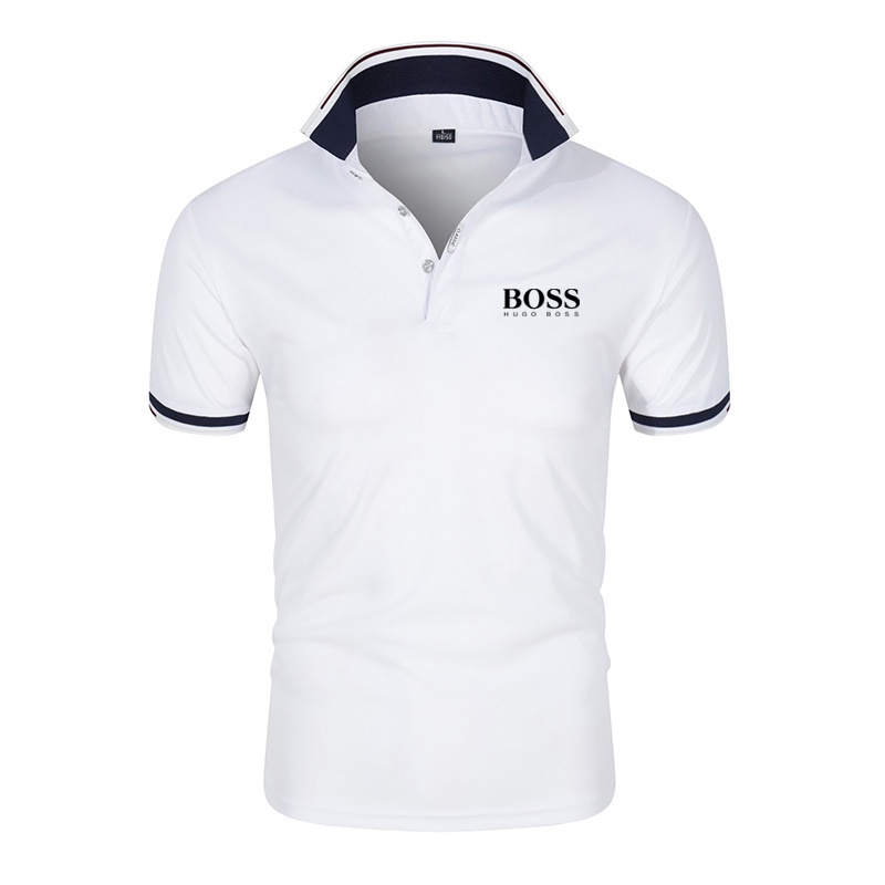 Hugo BOSS Summer Men's Classic Striped Lapel Casual Polo Shirt Short Sleeve Man Tops Fashion M-4Xl In Stock